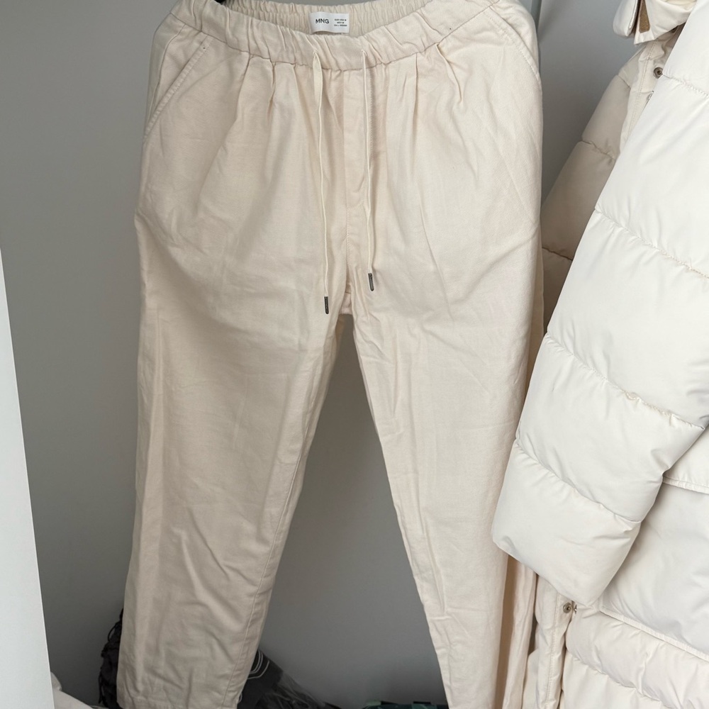 Mango Men's Light Cream Joggers